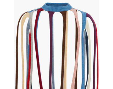 常人無法理解的《挖空條紋毛衣》乍看的白底條紋，穿上才發現毛衣主體就是條紋ww