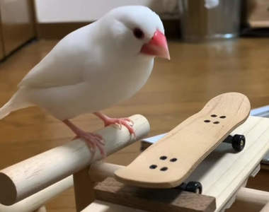 驚人技術《超會溜滑板文鳥》3年半資歷讓人完全不能小看牠