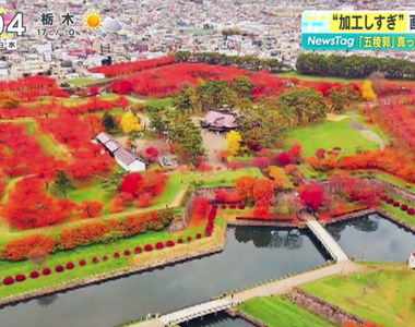 《日本地圖公司修圖炎上事件》分享北海道五稜郭不自然紅葉照 修圖修到害人誤解就是不對了？