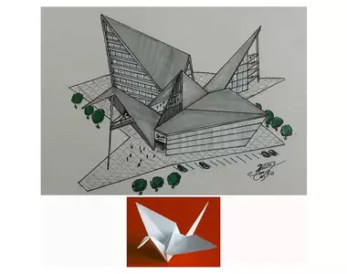 藝術家創作《受日常物品啟發靈感的建築設計》如果有一棟紙鶴大樓那肯定是最特別的存在