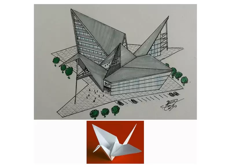 藝術家創作《受日常物品啟發靈感的建築設計》如果有一棟紙鶴大樓那肯定是最特別的存在 藝術家創作《受日常物品啟發靈感的建築設計》如果有一棟紙鶴大樓那肯定是最特別的存在