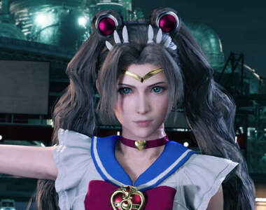 最終幻想7重製版《美少女戰士 Mod》克勞德、艾莉絲、蒂法成為了燕尾服蒙面俠、水手月亮跟水手火星,模樣超級讚❤