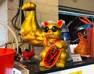 網友分享《覺得酷但哪裡怪怪的創意》比起招財貓或許劫財貓能讓老闆賺更多錢吧?