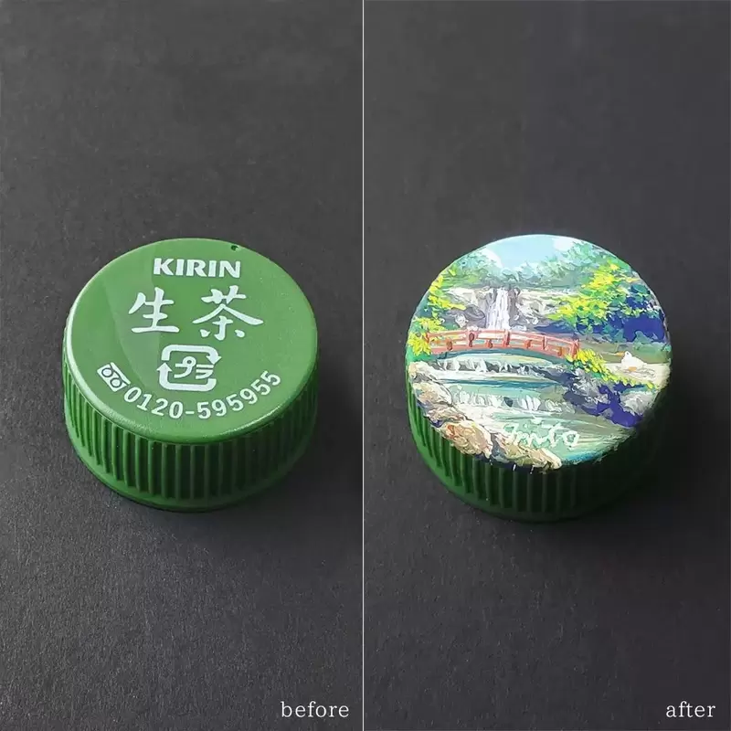 日本插畫家作品《瓶蓋上的繪畫世界》展現才華的方式絕對不侷限於面積大小 日本插畫家作品《瓶蓋上的繪畫世界》展現才華的方式絕對不侷限於面積大小