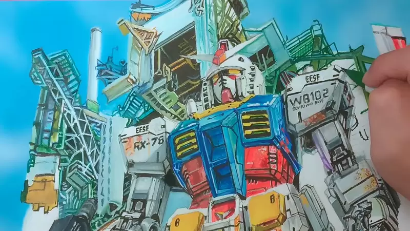 手繪Speed Drawing《鋼彈RX-78-2繪圖》臨場感十足如同正要出擊一般的態勢 手繪Speed Drawing《鋼彈RX-78-2繪圖》臨場感十足如同正要出擊一般的態勢