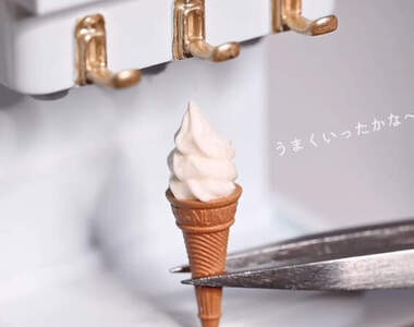 微型模型藝術家創作《迷你霜淇淋機》跟一片指甲差不多大小的冰淇淋OMG