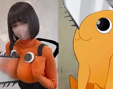 Cosplay《鏈鋸人》電鋸惡魔 「波奇塔」該用哪裡夾電鋸好呢?這麼U質的pochita不萌嗎❤