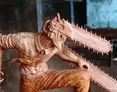 越南木雕職人製作《鏈鋸人》精彩呈現斬殺惡魔身姿煞爽的少年