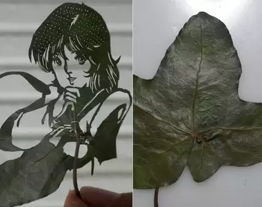 手穩心不慌《二次元人物樹葉雕刻》有保存期限的藝術創作