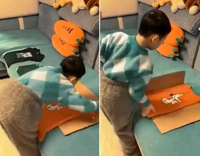 媽媽快來看《小朋友快速摺衣器》快速幫你完成家事，平均一秒就能摺好一件衣服