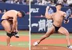 脫到剩三角褲、鞋帽！健美先生《横川尚隆》日本職棒史上最裸露開球！肌肉迷瘋狂❤