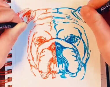 左右開弓藝術家《Colin Darke》人家雙持畫畫不但好看而且速度快~超強