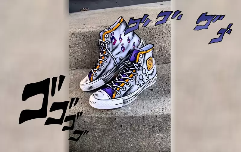 cosplay服裝職人製作《空條承太郎樣式帆布鞋》滿滿的承太郎要素加上擬音詞點綴真的很讚