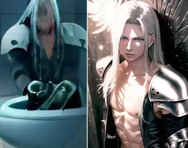 AI進步的證據《廁所裡的賽菲羅斯》只相差一年畫風竟然可以有天翻地覆的改變