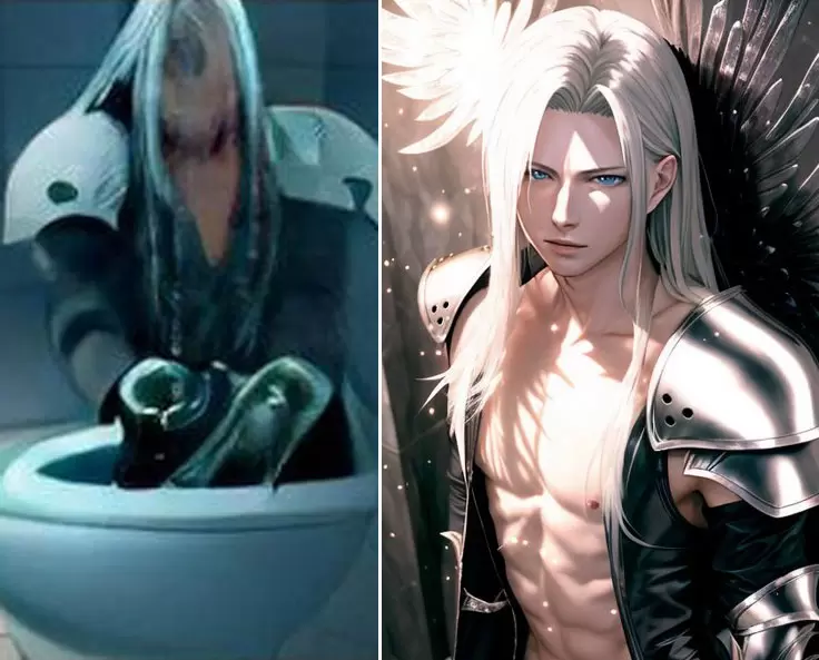 AI進步的證據《廁所裡的賽菲羅斯》只相差一年畫風竟然可以有天翻地覆的改變