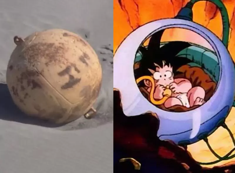 靜岡縣沙灘出現《謎之鐵球》觀察這模樣該不會是賽亞人的太空船吧？