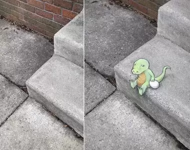 粉筆藝術家《David Zinn》近30年不間斷的馬路旁即興創作