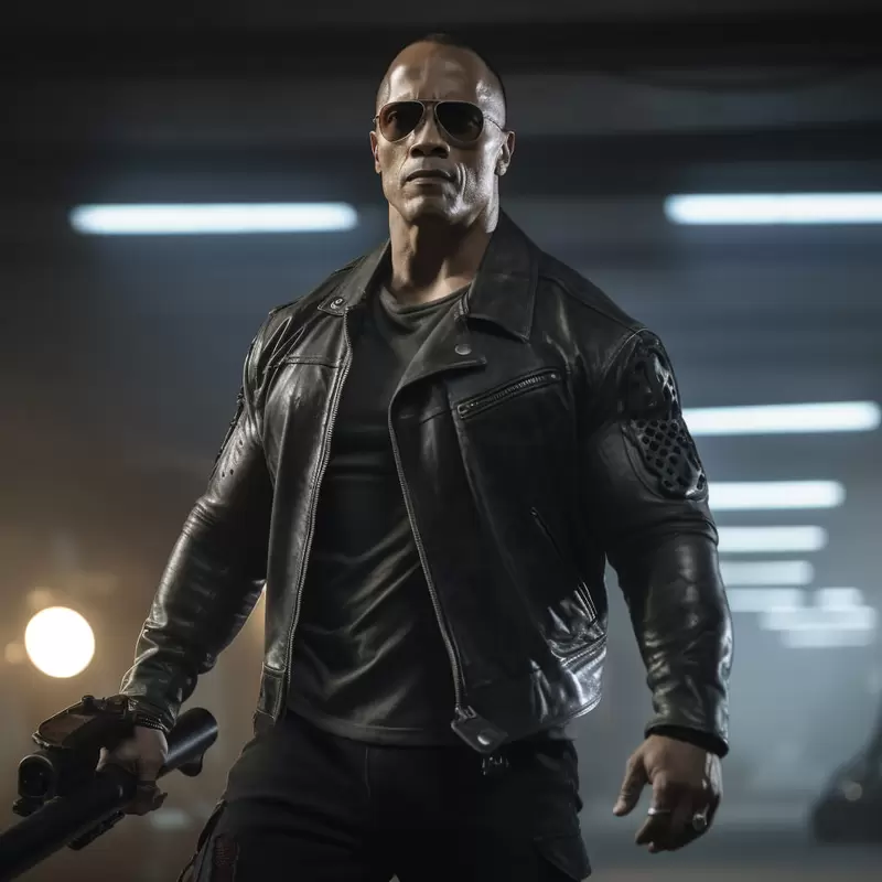 在AI繪圖上輸入《魔鬼終結者》人工智能用現今當紅演員模擬電影大概的模樣