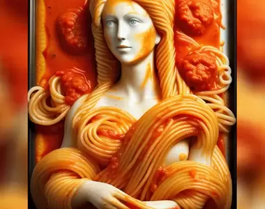 讓AI繪圖生成各種《蒙娜麗莎的微笑》世界名畫怎麼會變成番茄義大利麵呢？