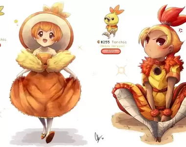 國外繪師作品《將橘色寶可夢擬人化的結果》賦予人物特色創角深受網友喜愛