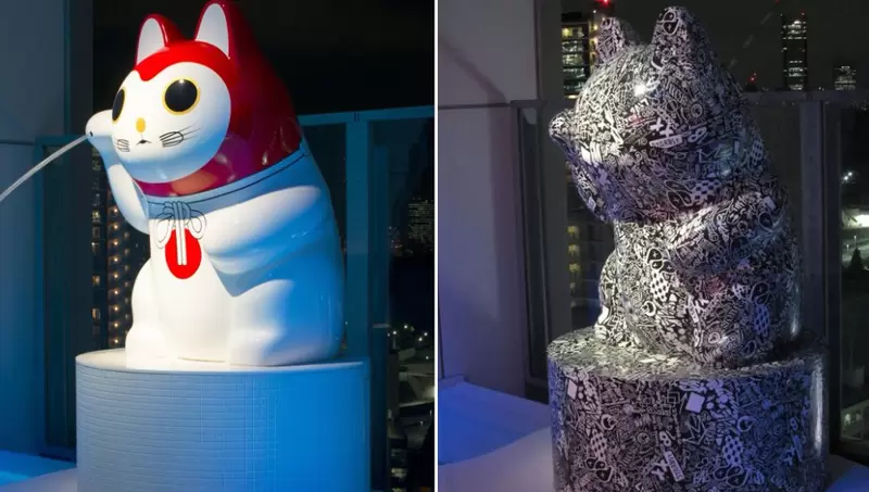 《招財貓雕塑變樣事件》紅白外型被搞成烏漆墨黑 日本藝術家見狀氣炸了 《招財貓雕塑變樣事件》紅白外型被搞成烏漆墨黑 日本藝術家見狀氣炸了