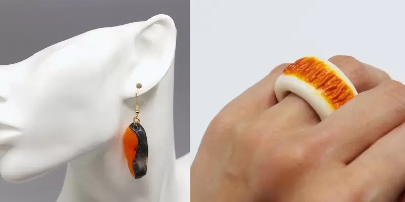 《居酒屋系列》料理黏土達人超仿真「竹輪戒指」、「鮭魚耳環」空腹無法駕馭的時尚單品！
