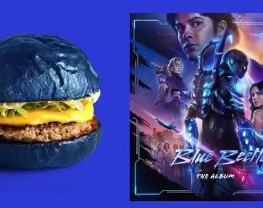 《DC電影藍甲蟲與漢堡王合作》推出整塊麵包都是藍色的聯名漢堡~OK？