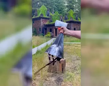 傷敵1000自損800小物《頭盔斧頭》如果將劈柴的斧頭做成帽子看看會發生什麼事?