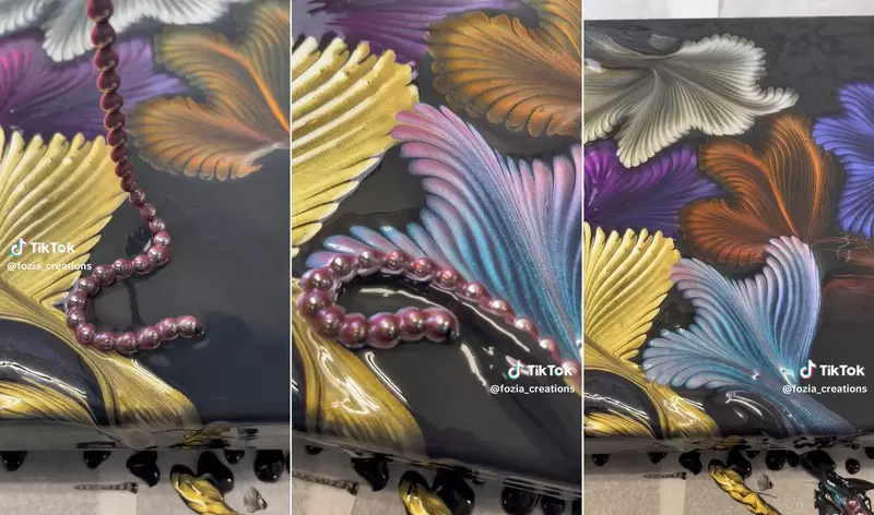 《串珠藝術創作》沾上顏色後拉扯竟能做出這麼繽紛的畫面