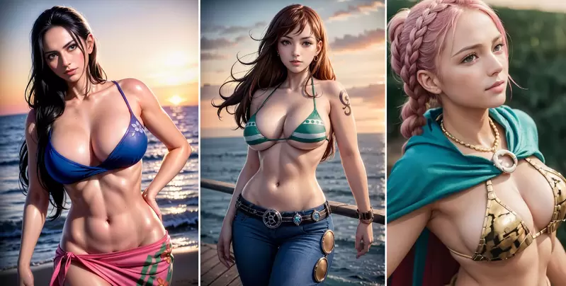 AI藝術家創作《人氣動漫女角擬人化》不知道是不是眼花，感覺那個乳量變得更大了呢❤