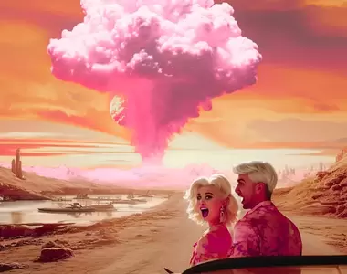 讓AI繪圖生成《芭本海默迷因》不會讓人感到意外的原子彈蕈狀雲果然出現惹