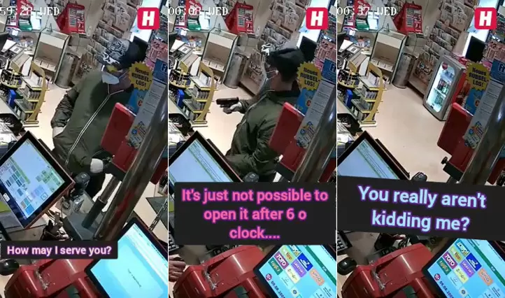 《搶劫請在六點前來》奧地利的一家商店裡拍下爆笑的搶劫畫面