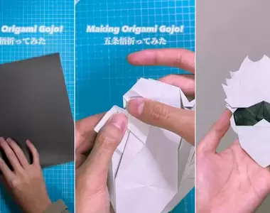 咒術迴戰《五條悟造型摺紙》複雜的步驟有點辛苦(累)，但可以把角色特徵做起來覺得滿意❤