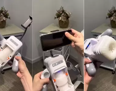 全新一代《香蕉清潔器》配上手機支架追劇看片，強烈動感讓你清潔做好做滿