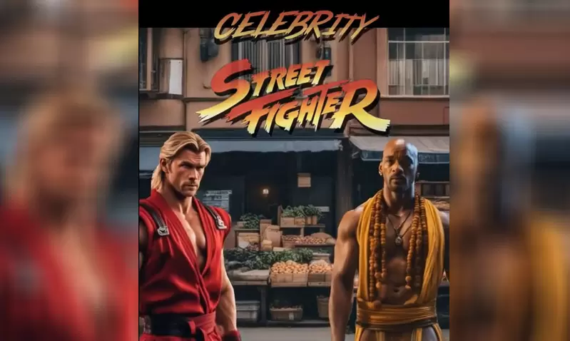 網友用AI模擬《快打旋風好萊塢明星版》選單畫面，威爾史密斯、克里斯漢斯沃等眾多超級大咖齊聚一堂