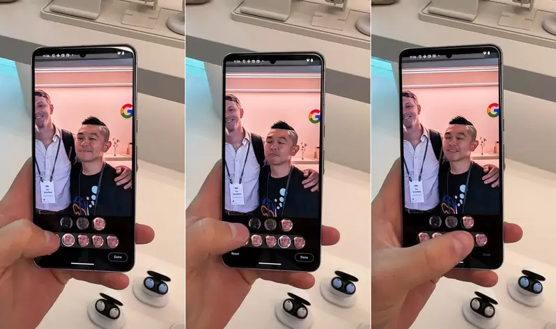 網友分享《Google Pixel8Pro》拍照新功能，一鍵就可以設定照相人物表情，那些閉眼睛、做鬼臉通通都可以改掉
