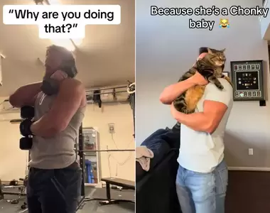 《抱貓猛男》這名男子鍛鍊自己的理由就是為了把貓抱起來