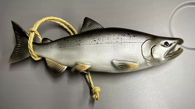 惡搞感十足的《鮭魚化妝包》開包的狀態就像是清理完內臟,打算直接煎來吃的模樣 惡搞感十足的《鮭魚化妝包》開包的狀態就像是清理完內臟,打算直接煎來吃的模樣