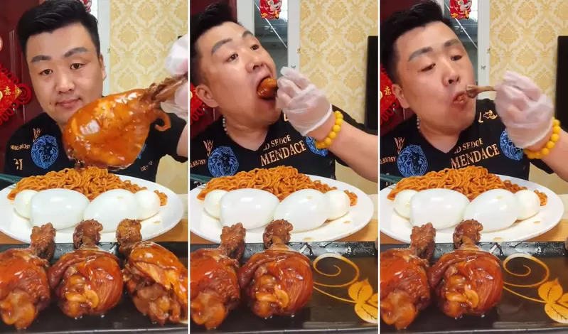 曉峰哥美食《繡眉暴食哥》四隻雞腿+炒麵+四顆蛋他可以用1分40秒的時間吃完 曉峰哥美食《繡眉暴食哥》四隻雞腿+炒麵+四顆蛋他可以用1分40秒的時間吃完