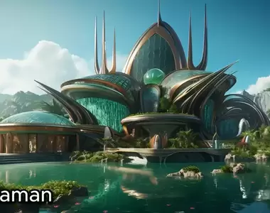 讓AI模擬《超級英雄風格建築》所以我想知道「水行俠」元素的房子會不會漏水？