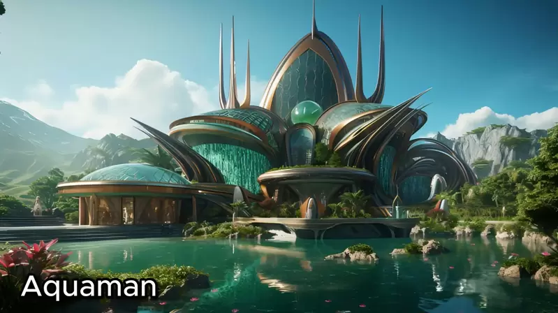 讓AI模擬《超級英雄風格建築》所以我想知道「水行俠」元素的房子會不會漏水? 讓AI模擬《超級英雄風格建築》所以我想知道「水行俠」元素的房子會不會漏水?