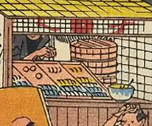 《這個大碗公有什麼用》浮世繪中的壽司攤引發議論 江戶時代的人都怎麼吃壽司？