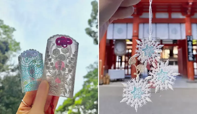 既透明又美麗的《蕾絲御守》下鴨神社一併推出冬季限定款雪花御守，不管哪一款都好美❤