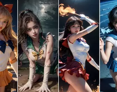 讓AI表現出《美少女戰士真人版》的感覺,穿著水手服打怪有疑問?看了圖之後就覺得沒有問題惹❤