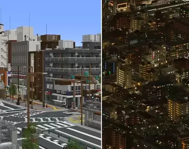 網友製作《麥塊都市 味噌汁市》建築物精緻還原外甚至連漂亮的夜景也做出來