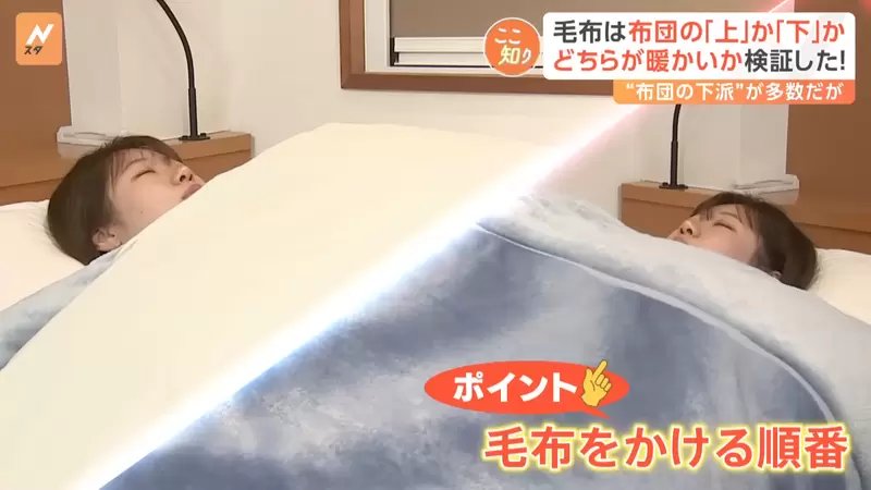 《毛毯應該怎麼蓋》蓋在棉被上面還是下面？日本電視台做實驗讓你再也不蓋錯