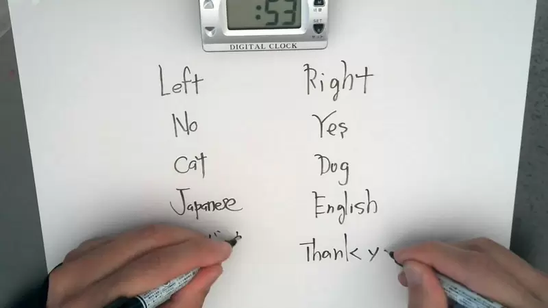 書寫系youtuber《2刀流忍者》能同時左右手同時寫字 書寫系youtuber《2刀流忍者》能同時左右手同時寫字