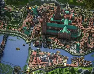 完全用麥塊搭建的巨大都市《Lucastro》總共耗時10000小時製作出來的宏偉畫面