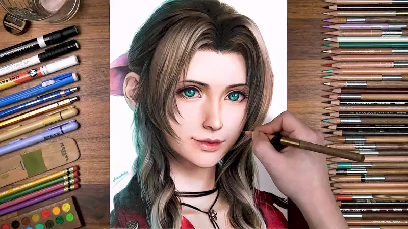 韓國神手畫家描繪《最終幻想7 艾莉絲》邊畫邊拍片這功力真的非常厲害 韓國神手畫家描繪《最終幻想7 艾莉絲》邊畫邊拍片這功力真的非常厲害