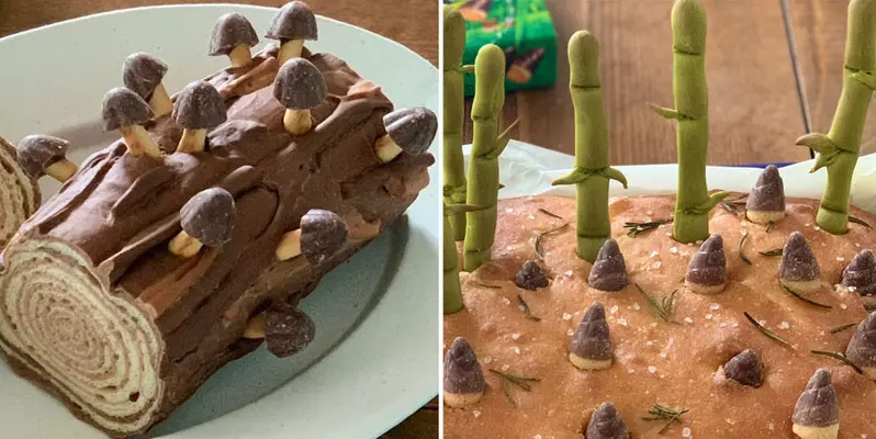 網友製作把《香菇山和竹筍村巧克力》麵包化 完成品不但相當契合商品，而且還有十足的趣味性